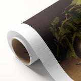 Art Deco style poster of colorful fruits on a rolled canvas, suitable for dining room or nursery wall art.