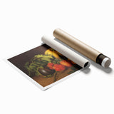 Extra large rolled print featuring an assortment of fruits in vibrant colors.
