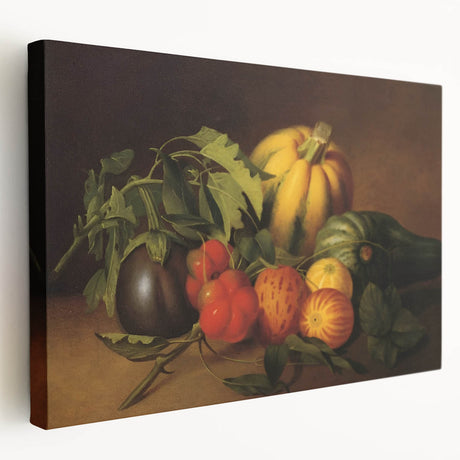 Large canvas featuring an array of vibrant fruits, ideal for kitchen wall art.
