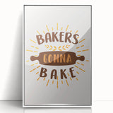 Art deco poster of assorted fruits in bold colors on a white acrylic framed print, suitable for modern kitchen decor.