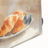 Close-up of mid-century modernist pastries and desserts in vibrant colors on acrylic glass, ideal for dining room art.