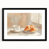Extra large abstract art print featuring colorful pastries, displayed in a black frame with mat, ideal for living room decor.