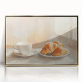Large acrylic print featuring assorted pastries in soft pastel colors, framed in gold, ideal for nursery or kitchen decor.