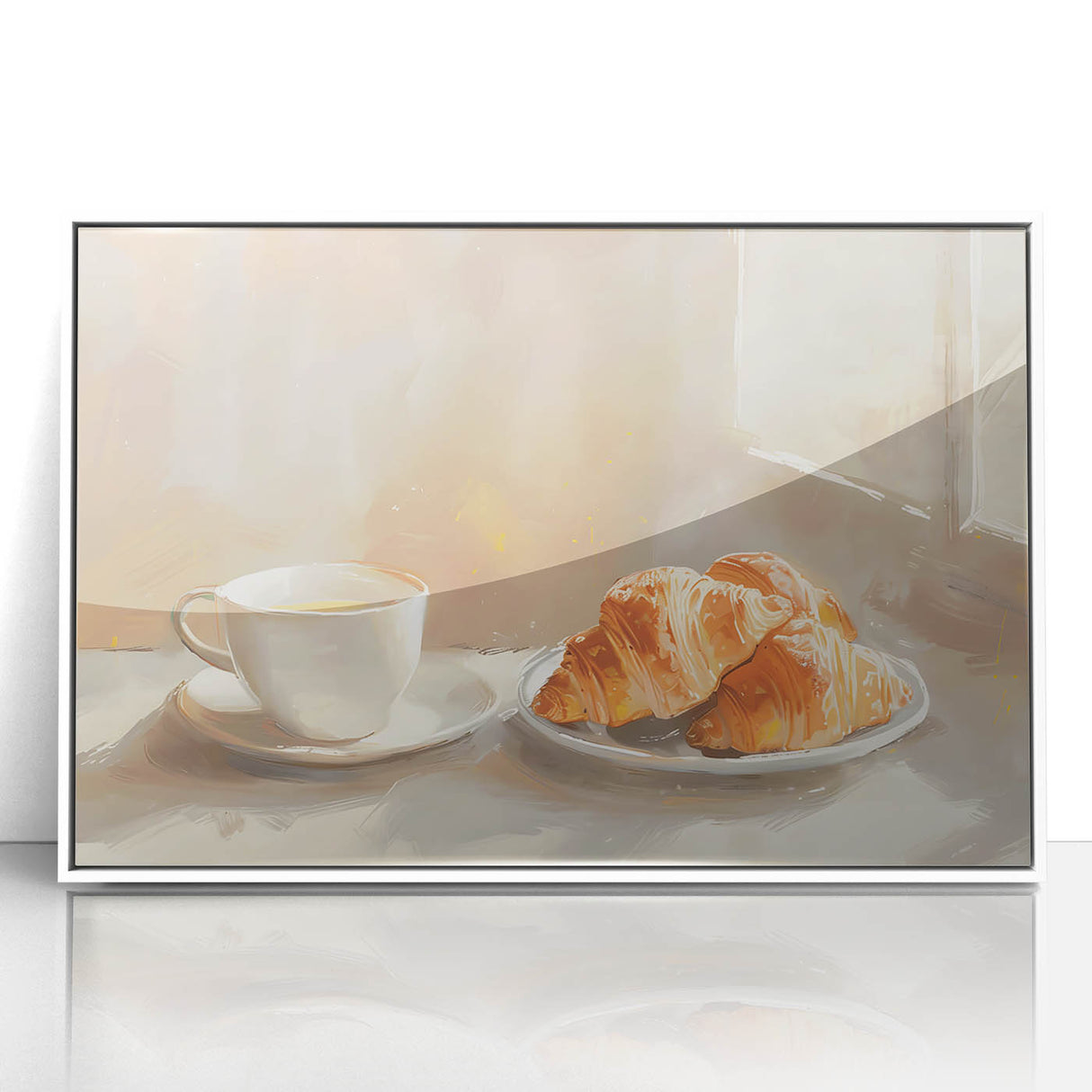 Acrylic framed poster of assorted pastries in art deco style, using pastel color palette, ideal for nursery wall art.
