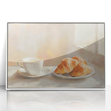 Acrylic framed poster of assorted pastries in art deco style, using pastel color palette, ideal for nursery wall art.