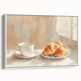 Vintage poster art of colorful pastries on a black background, framed canvas, ideal for living room decor.