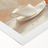 Art deco poster featuring assorted pastries in muted pastel shades on rolled canvas, ideal for dining room decor.