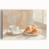 Black and white photo of assorted pastries on stretched canvas, ideal for kitchen wall art.