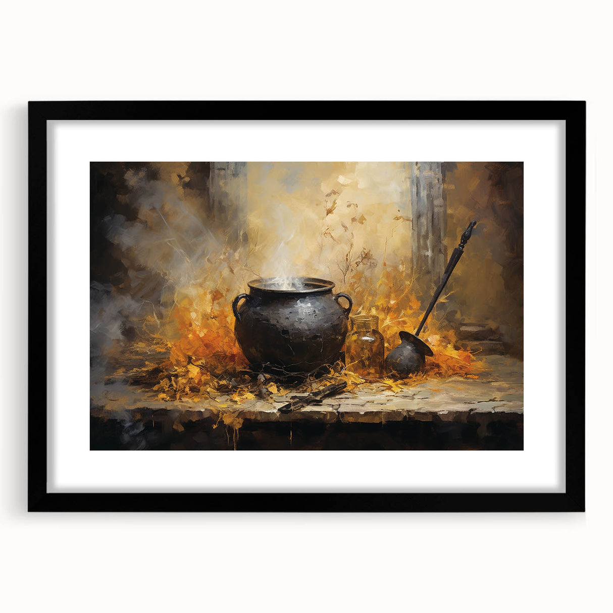 Witch’s Cauldron Halloween Wall Decor - Mystical Oil Painting