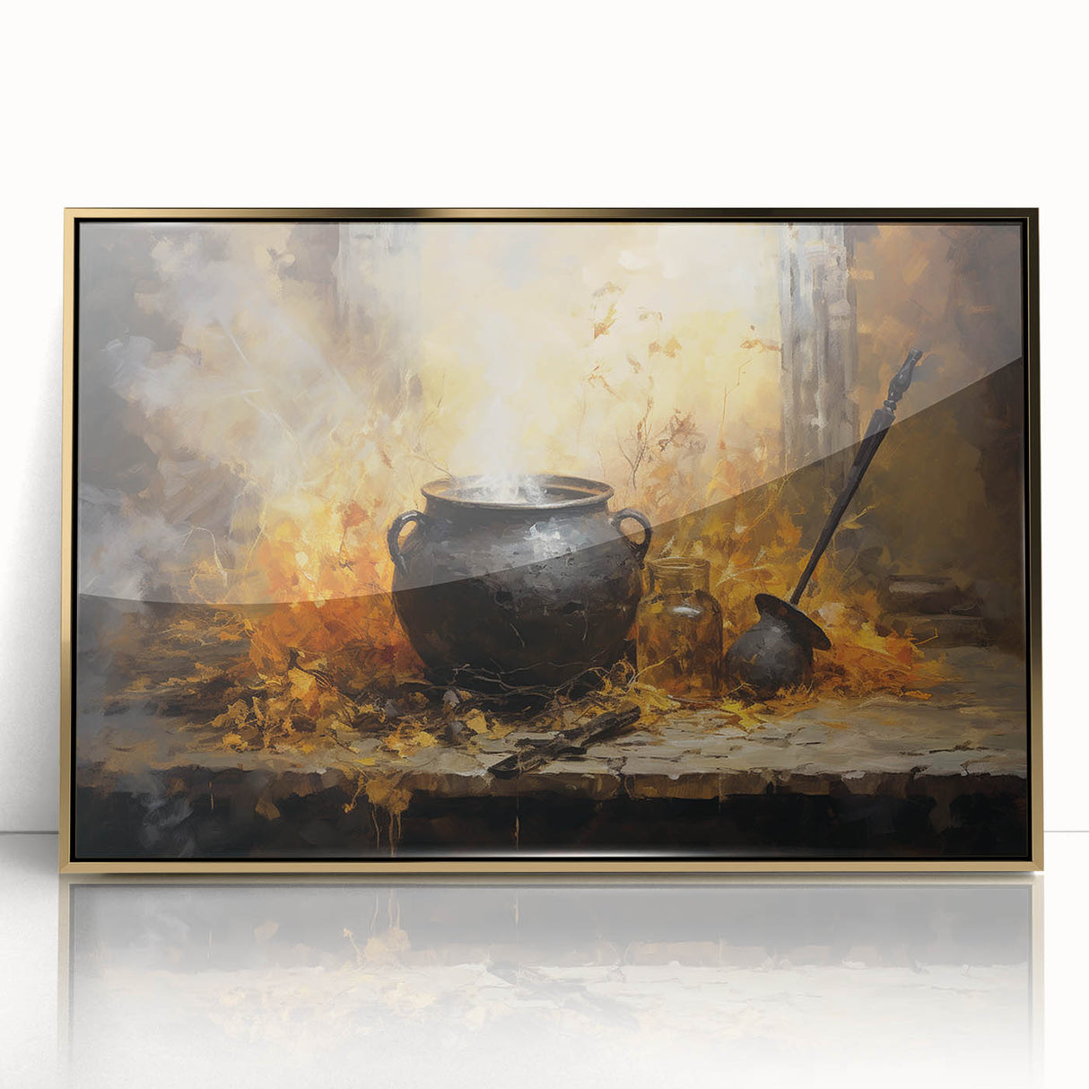 Witch’s Cauldron Halloween Wall Decor - Mystical Oil Painting