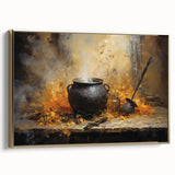 Witch’s Cauldron Halloween Wall Decor - Mystical Oil Painting