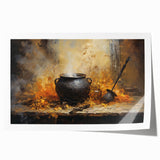 Witch’s Cauldron Halloween Wall Decor - Mystical Oil Painting