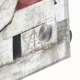 Close-up of a landscape barn wall art piece featuring vibrant colors and intricate details, designed for acrylic glass display, perfect for rustic home decor.