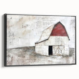 Framed landscape barn wall art in black with a side view showcasing intricate details and a rustic aesthetic, perfect for enhancing home decor with country charm.