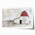 Landscape barn wall art print showcasing a rustic farmhouse scene with vibrant colors, rolled and ready for framing; ideal for home decor enthusiasts.