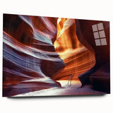 Acrylic wall art showcasing a vibrant landscape of colorful canyons, designed for side view display without pins, perfect for modern home decor.