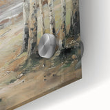 Close-up of an acrylic landscape art piece showcasing vibrant colors and intricate details, highlighting a serene nature scene with lush greenery and a tranquil sky. This artwork is ideal for adding a touch of elegance to modern home decor.