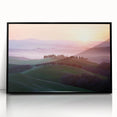 Framed acrylic landscape artwork depicting vibrant fields under a blue sky, presented in a sleek black frame, ideal for modern home decor and art enthusiasts.