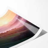 Vibrant rolled canvas print showcasing a serene landscape with rolling fields and clear skies, elegantly packaged in a protective cardboard tube for safe shipping.