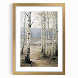 Elegant gold-framed landscape artwork with a white mat, showcasing serene natural scenery, perfect for enhancing home decor and adding a touch of sophistication.