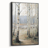 Framed canvas artwork showcasing a stunning landscape design in vibrant colors, featuring a sleek black frame and a side view perspective, ideal for home decor.