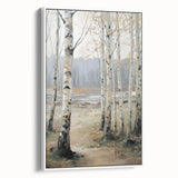 Framed canvas artwork showcasing a serene landscape with vibrant colors, set against a white frame, perfect for enhancing modern home decor aesthetics.