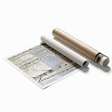 Vibrant rolled print showcasing a stunning landscape design with rich colors and intricate details, securely packaged in a durable cardboard tube for shipping.