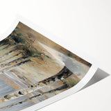 Vibrant rolled print showcasing a stunning landscape design, featuring rich colors and intricate details, securely packaged in a durable tube for safe transport.