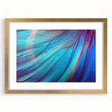 Extra large abstract art print featuring close-up textured leaves in green shades, framed in gold.
