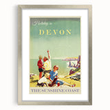 Retro Devon Travel Poster – Vintage Sunshine Coast Print