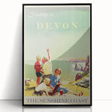 Retro Devon Travel Poster – Vintage Sunshine Coast Print