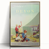 Retro Devon Travel Poster – Vintage Sunshine Coast Print