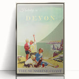 Retro Devon Travel Poster – Vintage Sunshine Coast Print