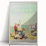 Retro Devon Travel Poster – Vintage Sunshine Coast Print
