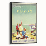 Retro Devon Travel Poster – Vintage Sunshine Coast Print