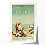 Retro Devon Travel Poster – Vintage Sunshine Coast Print