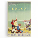 Retro Devon Travel Poster – Vintage Sunshine Coast Print