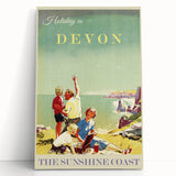 Retro Devon Travel Poster – Vintage Sunshine Coast Print