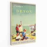 Retro Devon Travel Poster – Vintage Sunshine Coast Print