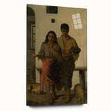 Realism Art Print - A Gypsy with a Gypsy Woman, Rustic Canvas Art