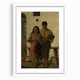 Realism Art Print - A Gypsy with a Gypsy Woman, Rustic Canvas Art