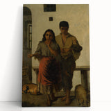 Realism Art Print - A Gypsy with a Gypsy Woman, Rustic Canvas Art