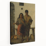 Realism Art Print - A Gypsy with a Gypsy Woman, Rustic Canvas Art