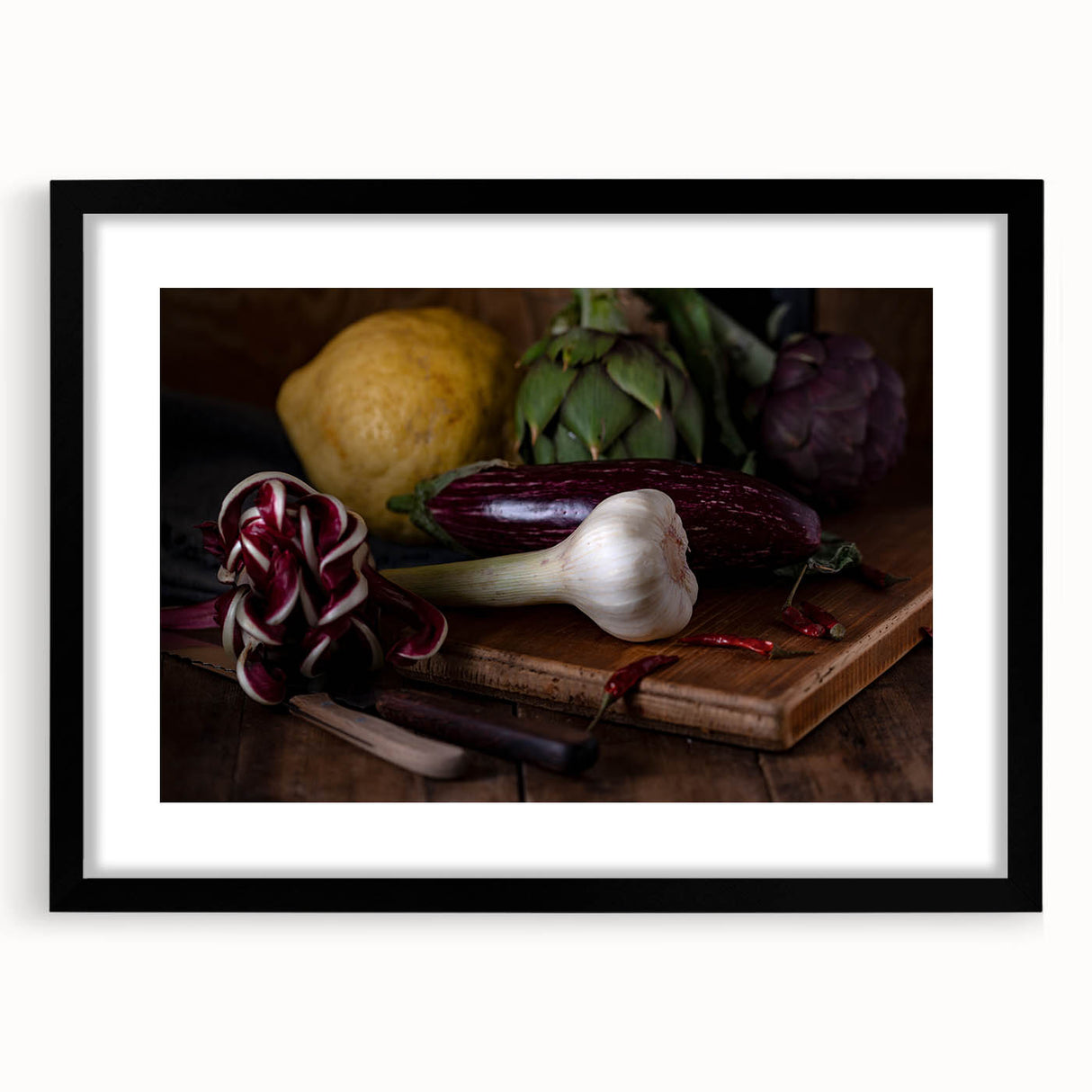 Rustic Italian Kitchen Art – Garlic, Eggplant & Citrus Wall Print