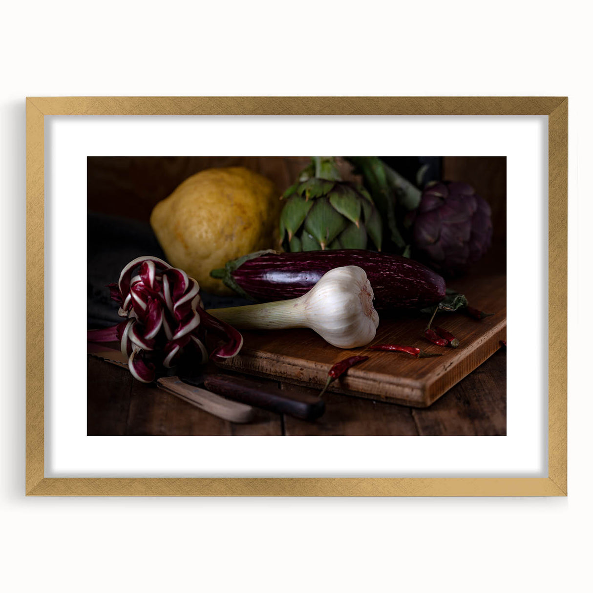 Rustic Italian Kitchen Art – Garlic, Eggplant & Citrus Wall Print