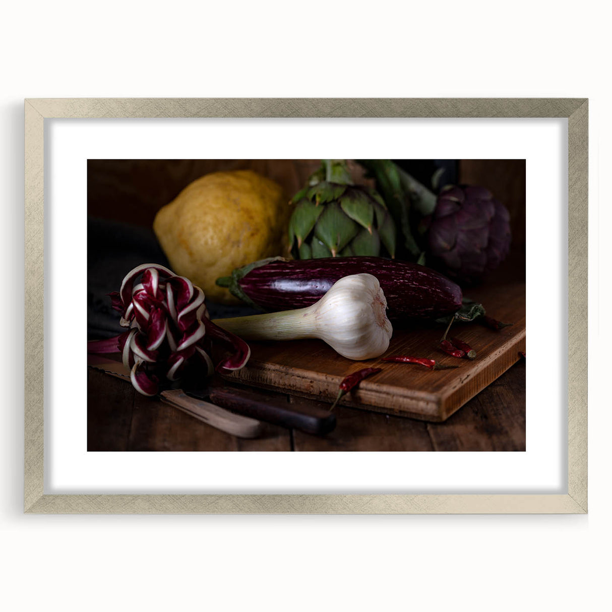 Rustic Italian Kitchen Art – Garlic, Eggplant & Citrus Wall Print