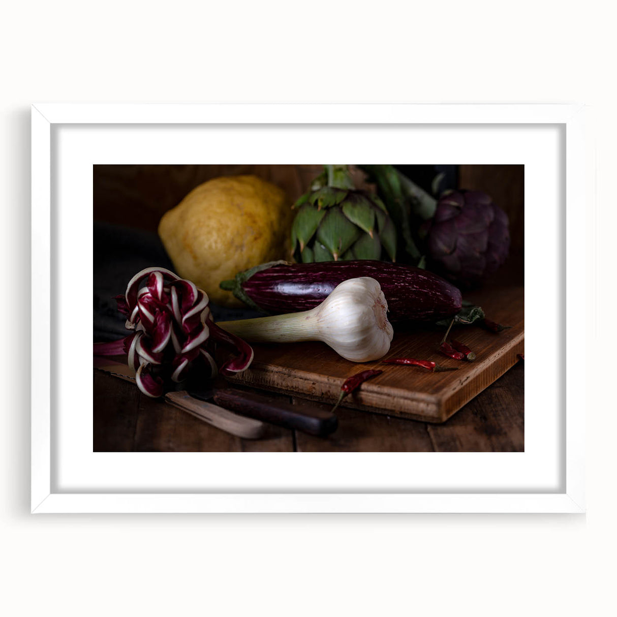 Rustic Italian Kitchen Art – Garlic, Eggplant & Citrus Wall Print