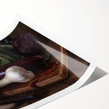 Rustic Italian Kitchen Art – Garlic, Eggplant & Citrus Wall Print