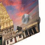 Large abstract wall art featuring a mid-century modernist design of Indian scenery in vibrant colors, acrylic glass.