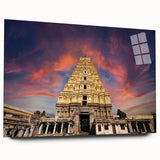 Large abstract wall art featuring a colorful Indian scenery on acrylic glass, ideal for bedroom or dining room decor.
